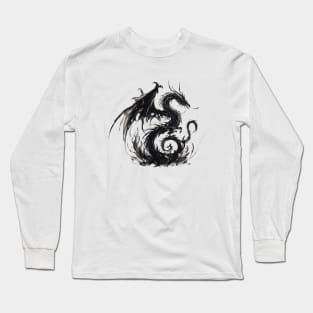 Japanese dragon painted in ink Long Sleeve T-Shirt